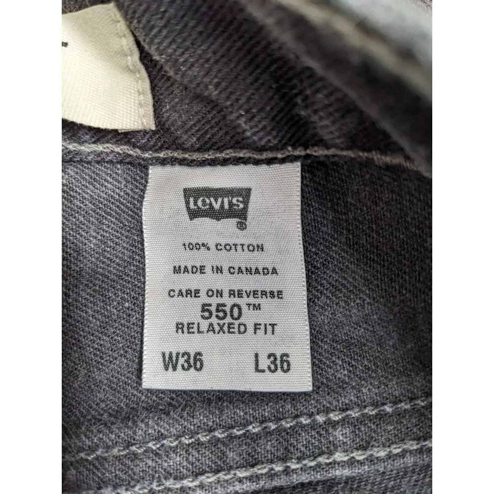 Vintage LEVI'S 550 Jeans 36x36 (35X35) Relaxed Fit  Black Tapered Denim Y2K‎